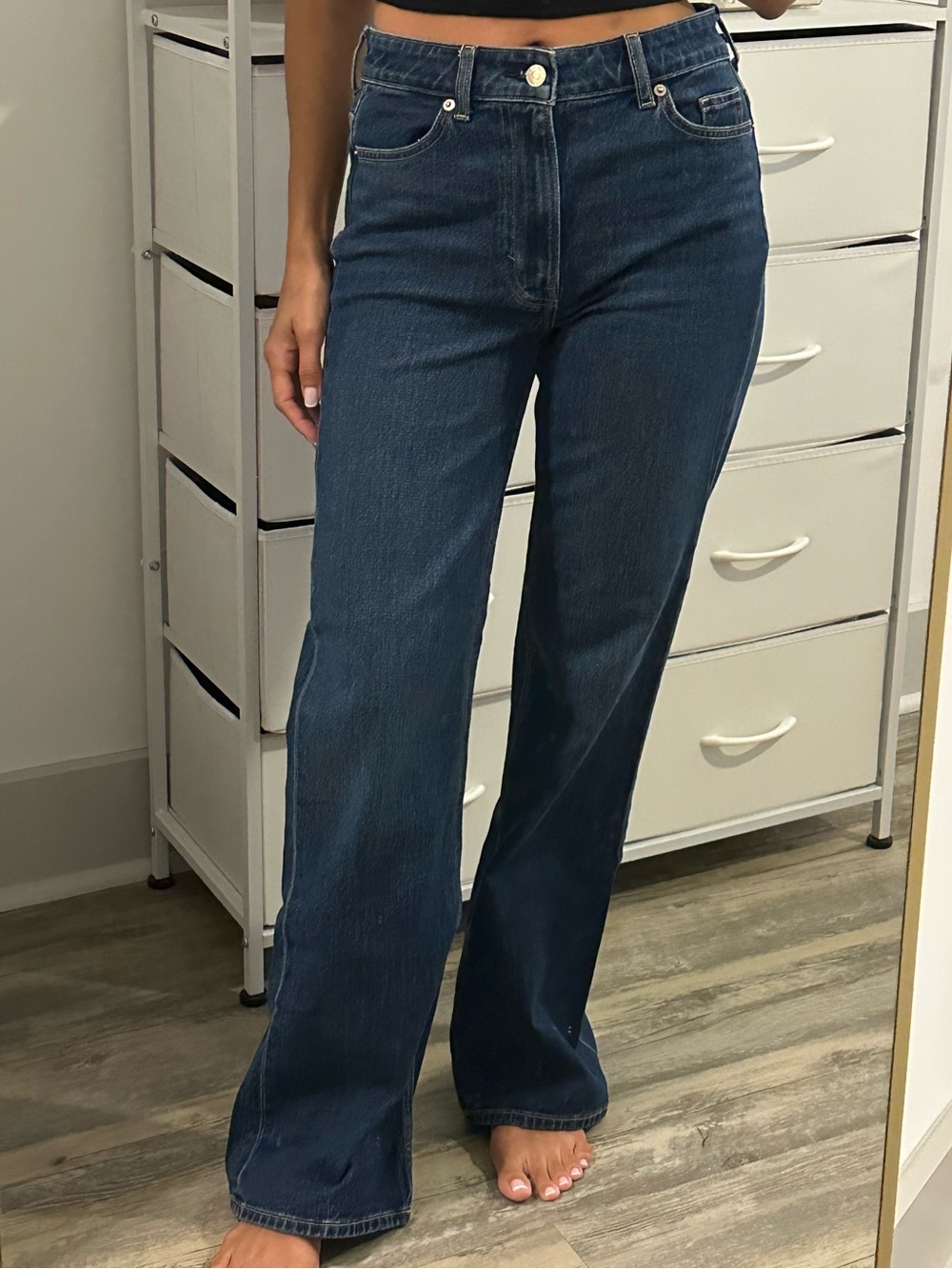 Classic High-Rise Wide Leg Jeans - Dark Blue